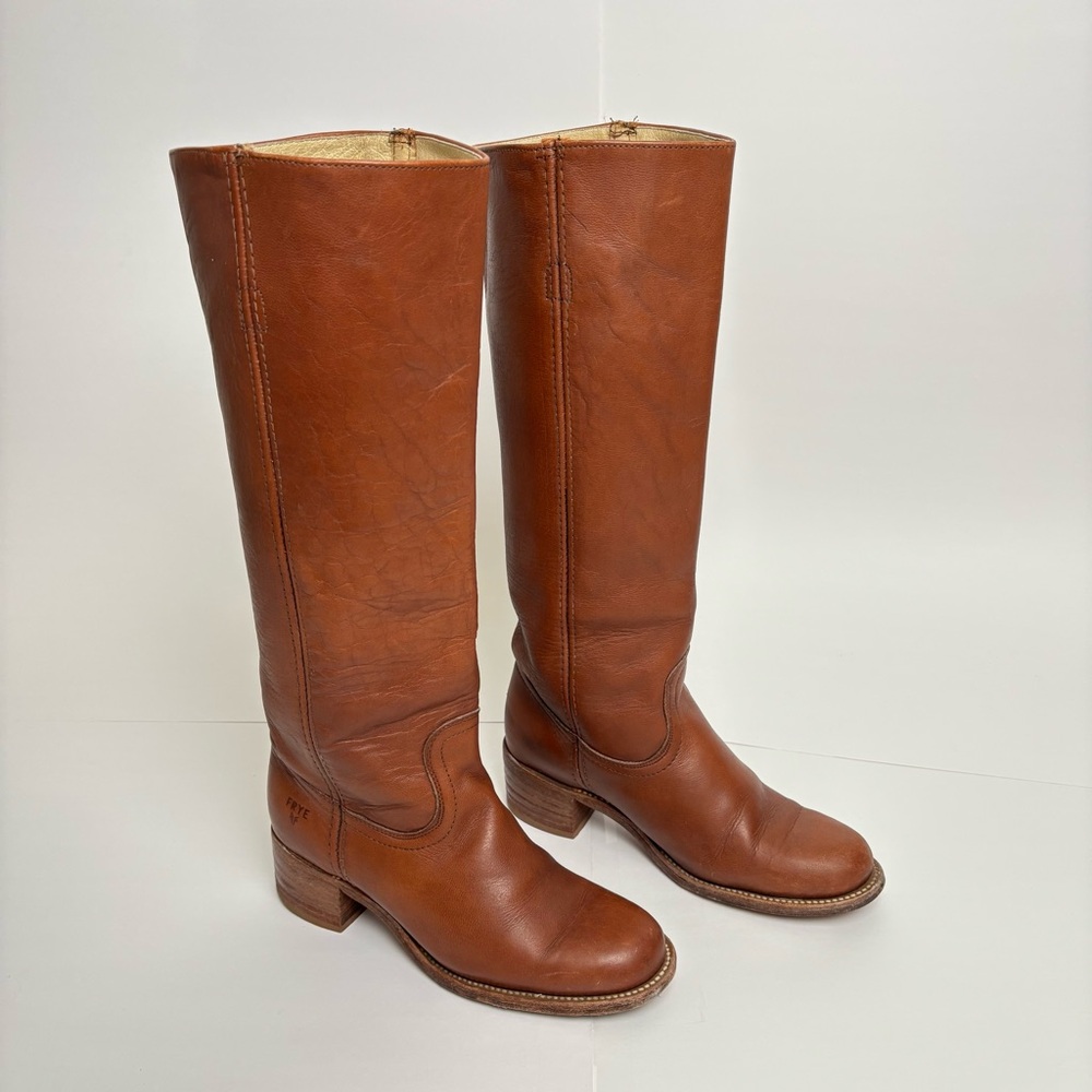 Vintage Frye Tall Campus Boots in Cognac Brown Size 7.5 Great Condition